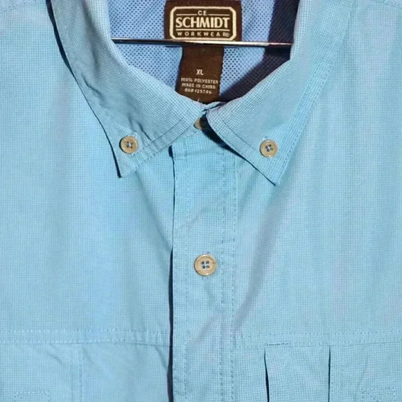 C.E. Schmidt Workwear Blue Short Sleeve Collared Shirt - Size XL Lightweight Top - Picture 3 of 4